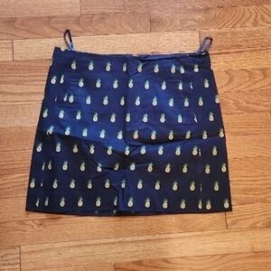 J.Crew Preppy Navy Yellow Pineapple Short Pencil Skirt  Twill Size 6